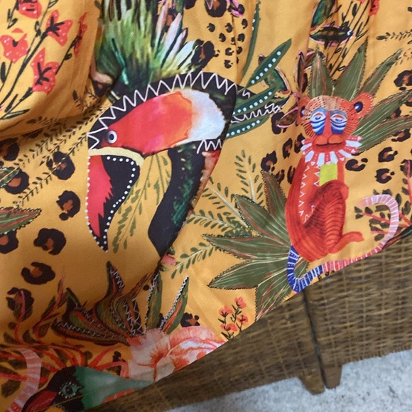 EUC Rachel Zoe Womens Yellow Animal Jungle Print Tropical Tiered Maxi Skirt XS - Picture 3 of 10